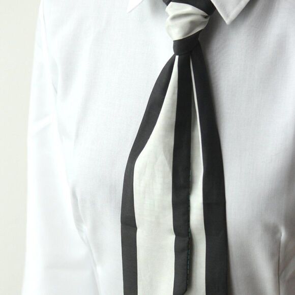 Teal Ornament White Line Reversible Skinny Scarf - Picture 7 of 7